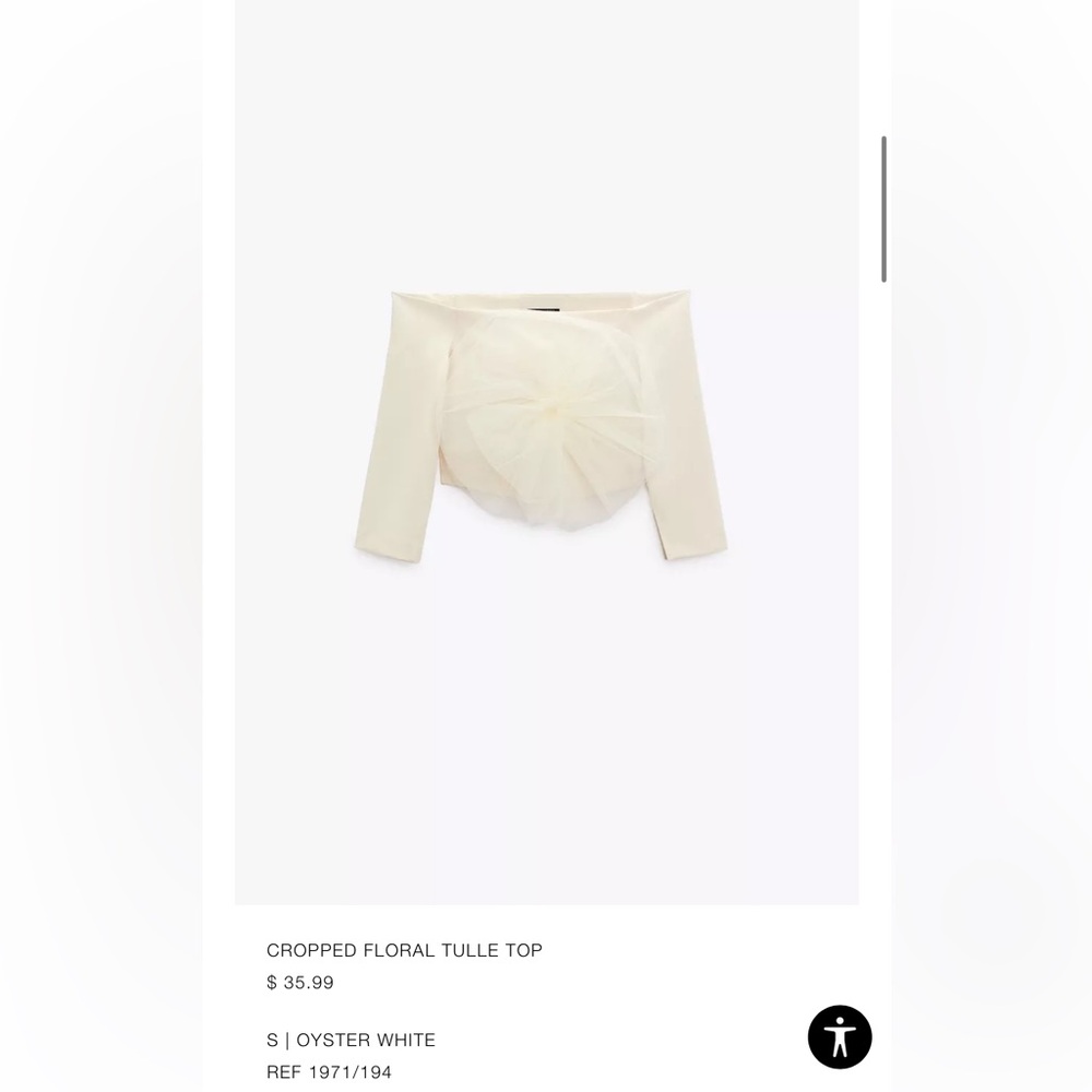Zara Cropped Floral Tulle Top